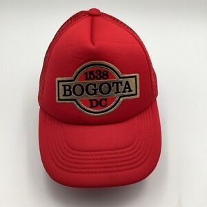 Unidex Trucker Cap Red Embroidered Bogota DC 1538 Hat One Size